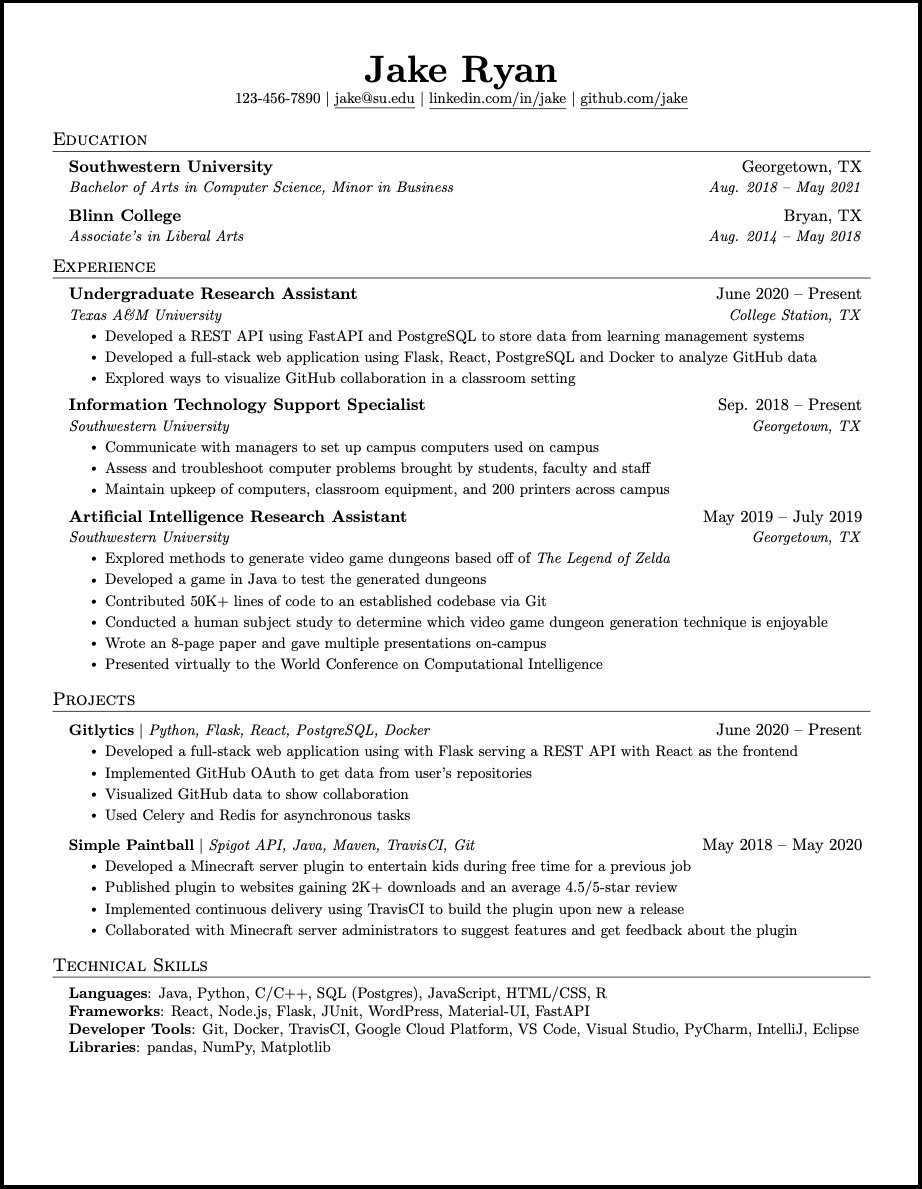 overleaf resume template